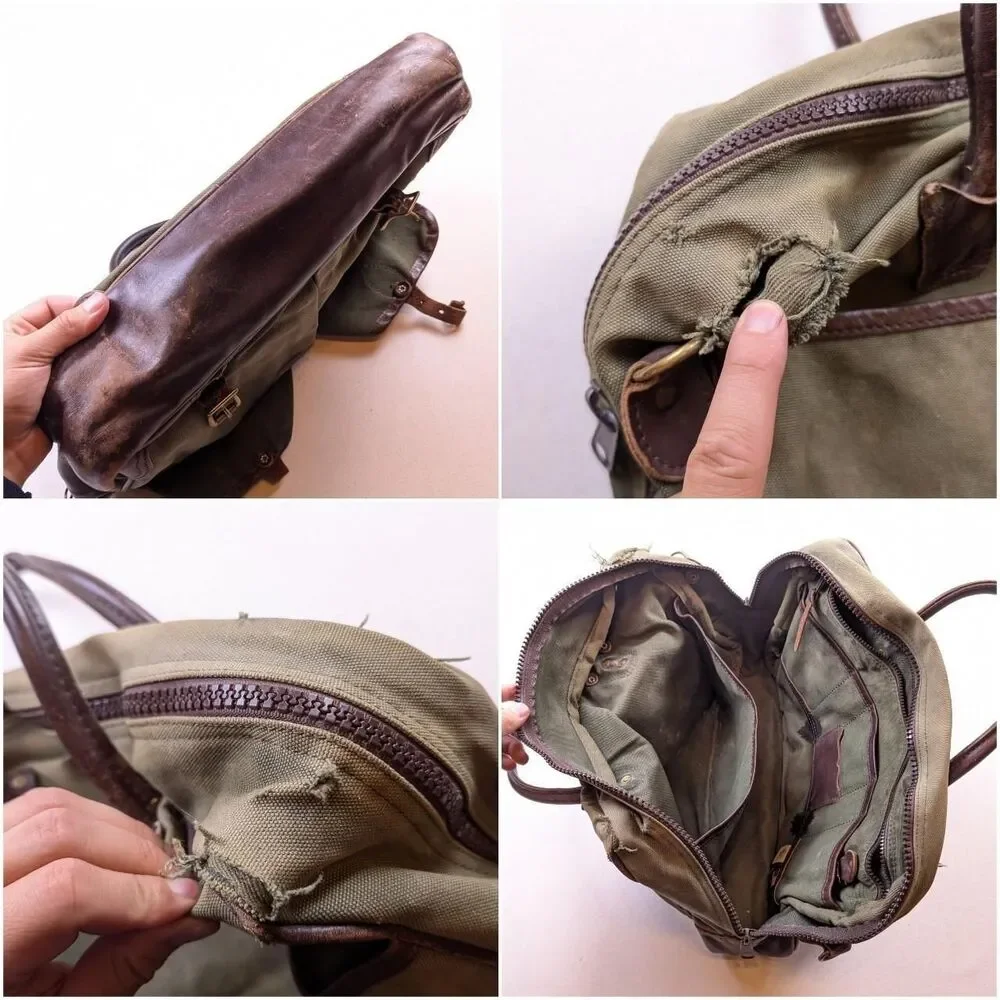Duluth Pack Freelance Messenger Bag Breifcase Faded Green Distressed Canvas Bag